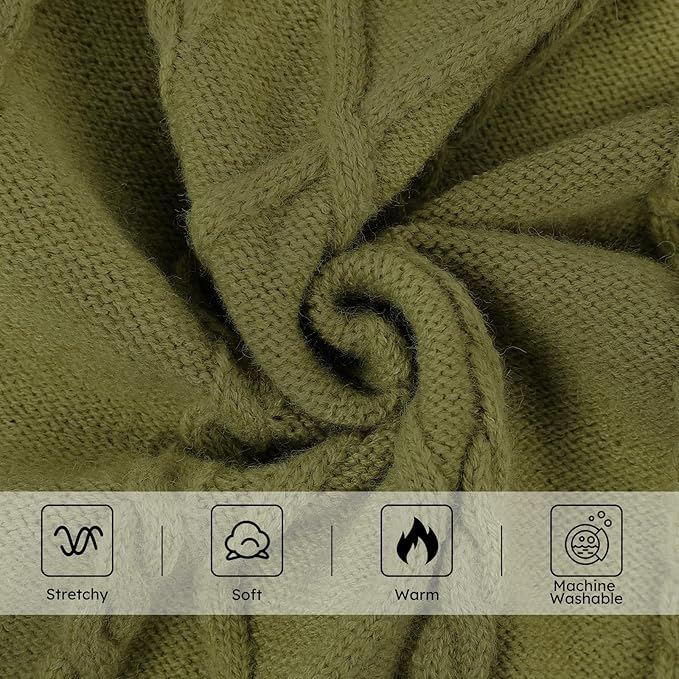 Queenmore Small Dog Pullover Sweater, Cold Weather Cable Knitwear, Classic Turtleneck Thick Warm Clothes for Chihuahua, Bulldog, Dachshund, Pugl,OliveGreen,M
