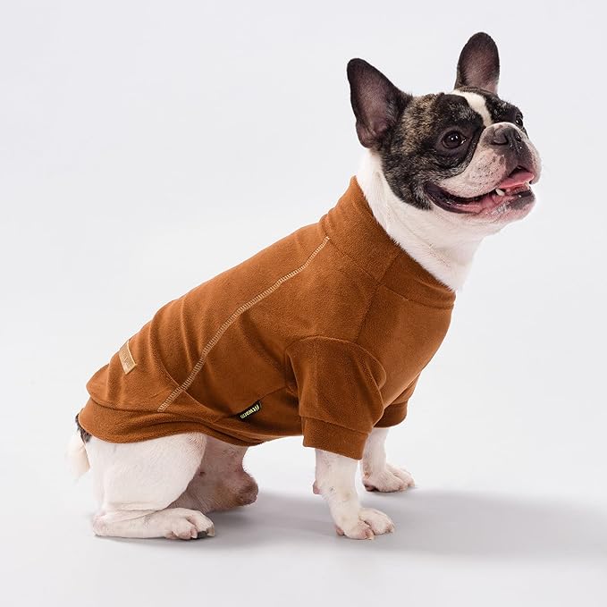 Fitwarm 3 Pack Classic Fleece Dog Sweater, Turtleneck Dog Sweatshirt, Winter Clothes for Small Dogs Boy Girl, Pet Pullover Jumper, Cat Apparel, Orange, Yellow, Coffee, XXL
