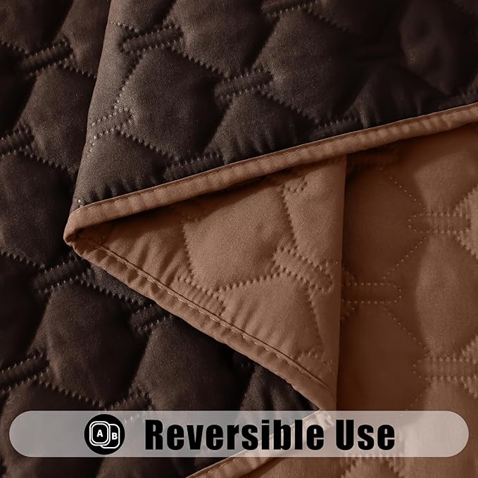 Smiry Waterproof Dog Bed Cover Blanket, Soft Reversible Pet Blanket, Washable Leakproof Cats Dogs Couch Cover for Sofa, Couch, Furniture, Plaid (82x120 Inch, Brown/Chocolate)