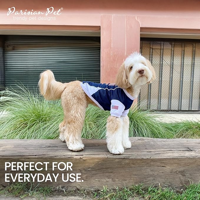 Parisian Pet Dog Jersey – Embroidered USA Mesh Fabric Soccer & Sportswear – Lightweight Basketball Football Olympic Pet Clothes for Large Dogs - XL