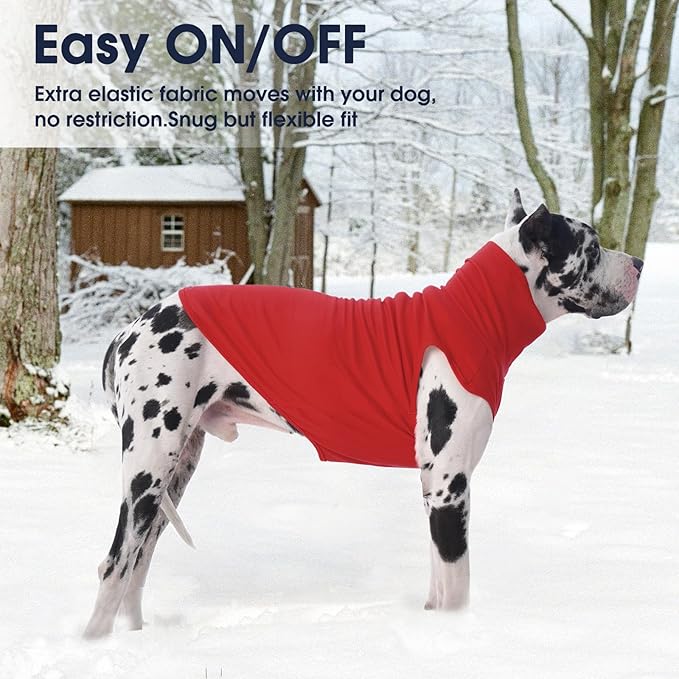 IECOii XL Dog Sweater - Stretch Fleece Vest with Turtleneck - Red,X-Large, Warm Pullover Dog Fleece Coat for Large Dogs - Christmas Pet Sweatshirt for Boys & Girls, Machine Washable