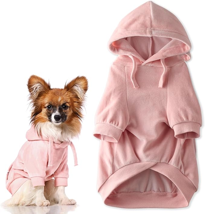 Cooper II Organic Cotton Velour Dog Hoodie Pet Coat for Small, Medium and Large Dogs, Pink, X-Large (55-80 lbs)