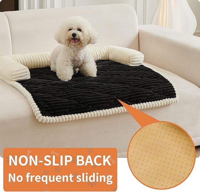 HAOMAIJIA Dog Couch Bed for Small Dogs, Non Slip Pet Couch Covers for Sofa Thick Soft Washable Dog Couch Cover Protector All Seasons Universal Dogs and Cats Bed Mat (Black, Small)