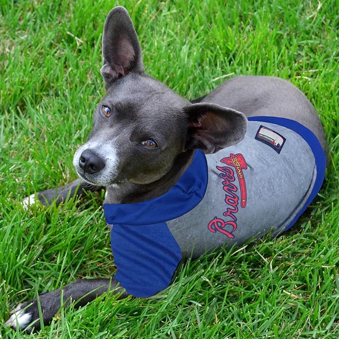 MLB Hoodie Shirt for Dogs & Cats - Atlanta Braves Dog Hooded T-Shirt, X-Small. - MLB Team Color Hoody Vest for Baseball Fans