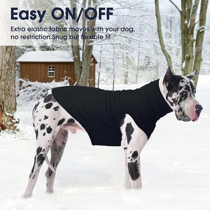 IECOii XXXL Dog Sweater - Snug Dog Turtleneck Sweater, Black,XXX-Large, Warm Christmas Winter Pullover Sweatshirt,Machine Washable Fleece, Extra Stretchy for Extra Large Dogs Like Labrador,Doberman