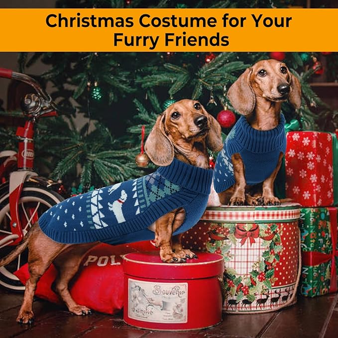 Lelepet Dachshund Sweater, Turtleneck Dog Sweaters for Small Dogs, Warm Pullover Knitted Pet Coat, Cold Weather Dachshund Clothes, Fall/Winter Cozy Outfit (XS-XL)