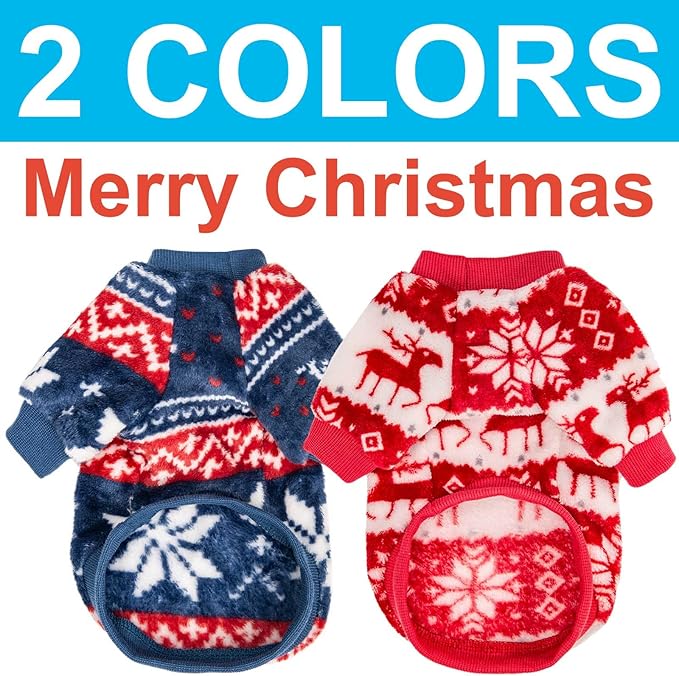 Dog Sweater, 2 Dog Sweaters for Small Dogs, Warm Soft Pet Clothes for Puppy, Medium Large Cat, Dogs Girl or Boy, Dog Shirt for Winter Christmas (Red+Navy, Small)
