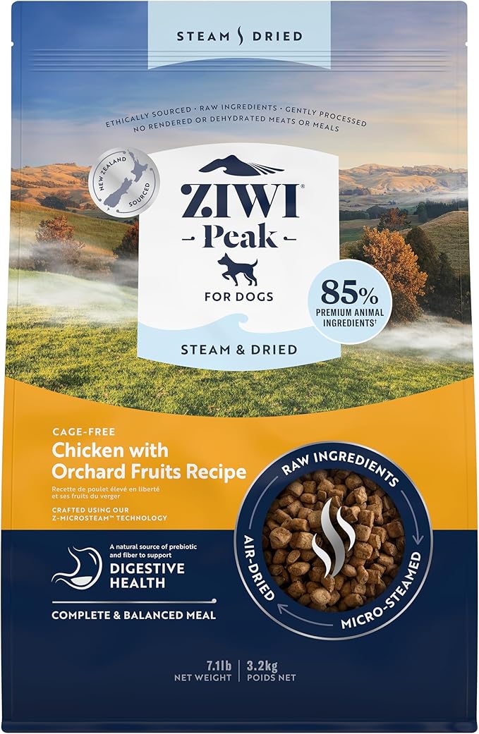 ZIWI Peak Steam & Dried Dog Food - Cage-Free Chicken w/Fruits - High Protein, Low Carb, All Breeds & Lifestages, for Digestive Health (113.6oz)