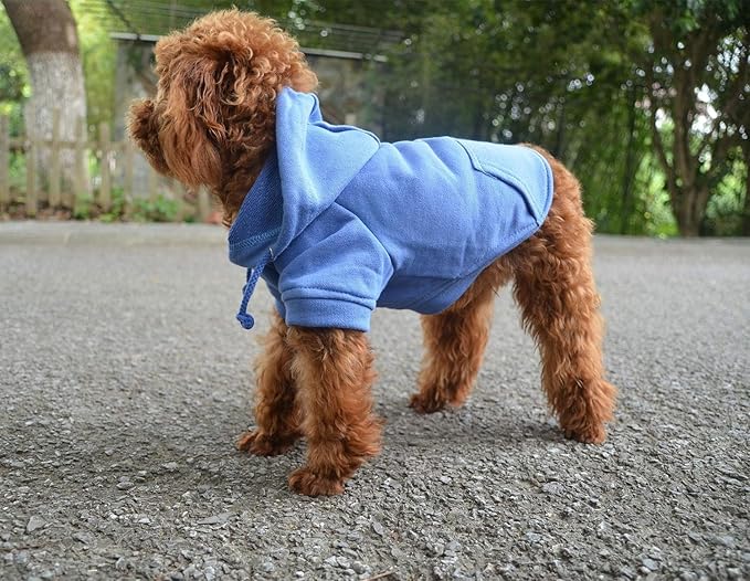 Lovelonglong Blank Basic Hoodie Sweatshirt for Dogs 100% Cotton Fits Small Medium Dachshund Large Dog Royle Blue D-M