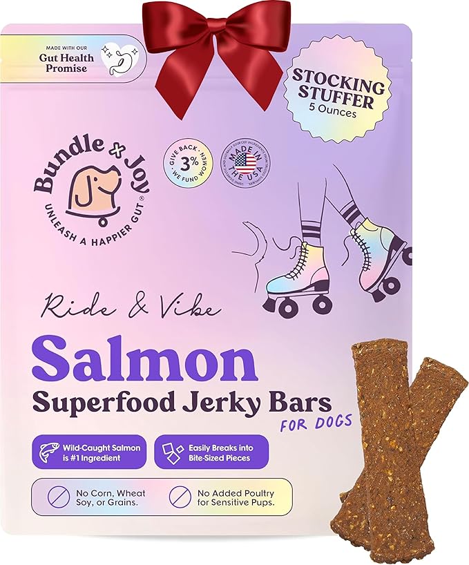 Bundle x Joy Ride & Vibe Salmon Jerky for Dogs - 5 Oz Bag, Natural Superfood - Corn, Poultry, Soy & Grain Free Salmon Dog Treats Made in USA Only