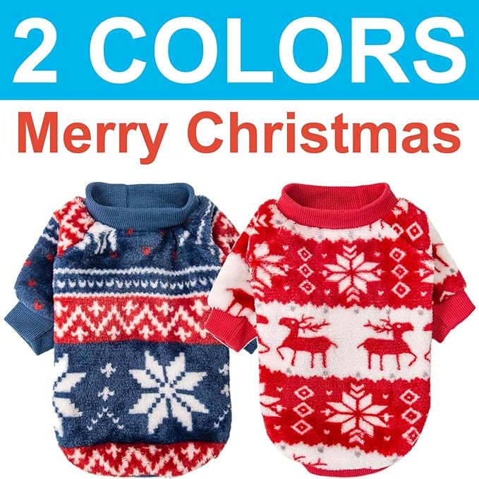 Dog Sweater, Dog Sweaters for Small Dogs, 2, 3 Pack Warm Soft Pet Clothes for Puppy, Medium Large Cat, Dogs Girl or Boy, Dog Shirt for Winter Christmas (Red+Navy, XX-Large)