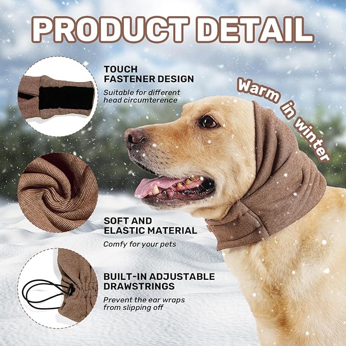 Dog Calming Hoodie, No Shake Ear Wraps for Dogs, Adjustable Dog Ear Muffs for Noise Protection, Ear Wrap Head Cover for Head Warp Anxiety Relief, Hematoma, Grooming and Force Drying