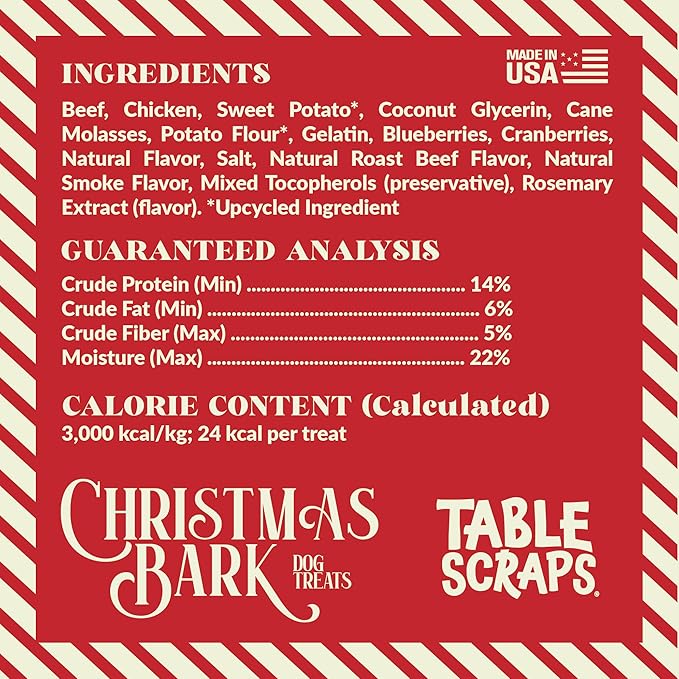 Disney Table Scraps Christmas Bark Roast Beef Feast Dog Treats, 5oz Bag