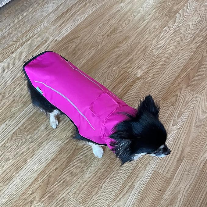 Mile High Life Dog Raincoat, Adjustable Waterproof Reflective Rain Jacket for Small Medium Large Dogs, Lightweight Breathable Pet Rain Coat with Leash Hole(Hot Pink,XXS Chest 16-19")