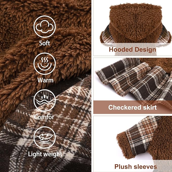 Dog Sweater Puppy Clothes for Small Dogs Boy Girl Pet Hoodies for Dogs Cold Weather Doggie Coats Fall Doggy Sweatshirt for Chihuahua Yorkie Cat Outfits (Brown, Medium)