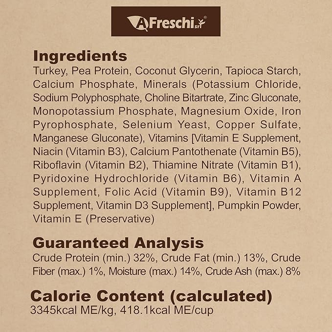 Afreschi Air-Dried Dog Food – Real Turkey, Grain-Free, Limited Ingredient, All-Natural, High-Protein, Complete & Balanced for All Life Stages, Ideal for Picky Eaters, 2.2 lb Bag