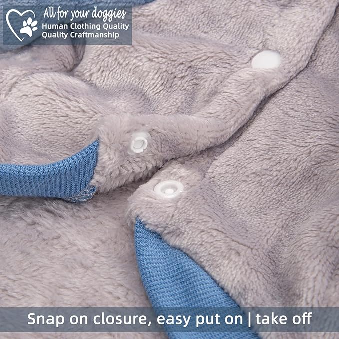 FabriCastle Dog Hoodie Sweater for Small Dogs Boy and Girl, Dog Clothes S XS XXS Puppy Sweatshirt, Pet Outfit, Cat Clothing Super Soft Warm Snap On Closure (Lightgrey-Blue, X-Small)
