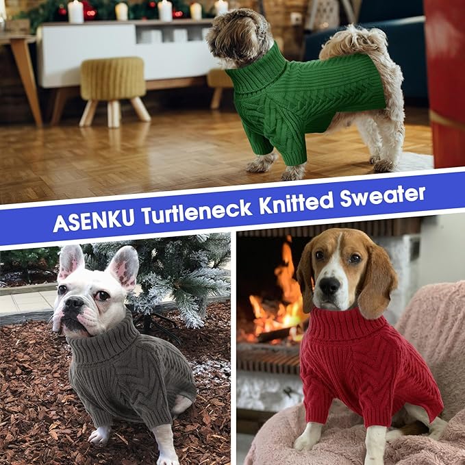 ASENKU XL Dog Sweater, Dog Sweaters for Extra Large Dogs,Pet Sweatshirt Apparel Turtleneck Pullover Winter Pitbull, Labrador Retriever(Red, X-Large)