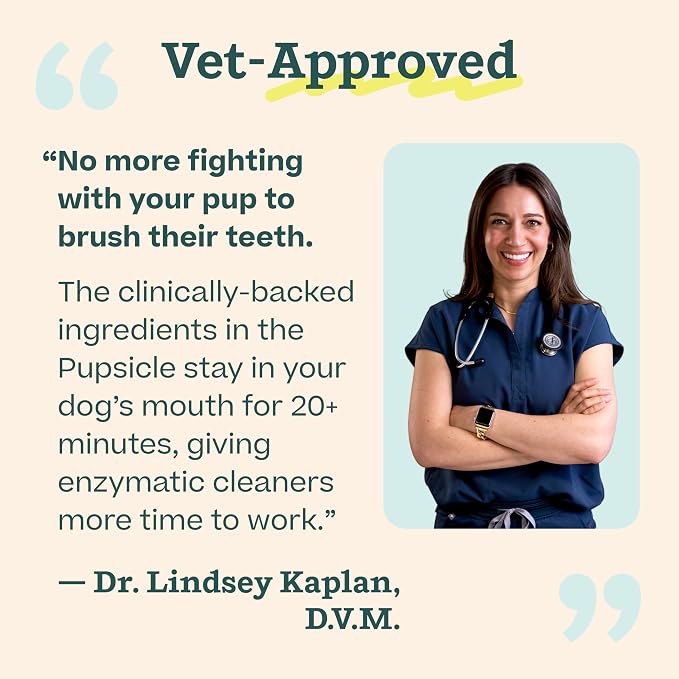 WOOF Dental Kit- Includes Pupsicle Dog Toy, Treat Tray, Shaker Bottle, Chicken Pupsicle Pops, and Dog Teeth Cleaning Powder - Supports Oral Health for Dogs - Small