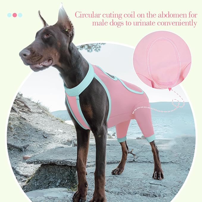 ROZKITCH Dog Surgery Leg Sleeve Rear Legs, Male Female Pet Prevent Licking Wound Elbow Knee Protector, Dog Recovery Suit Cone Collar Alternative Pants Shirt for Wound Heal Wrap Pink S