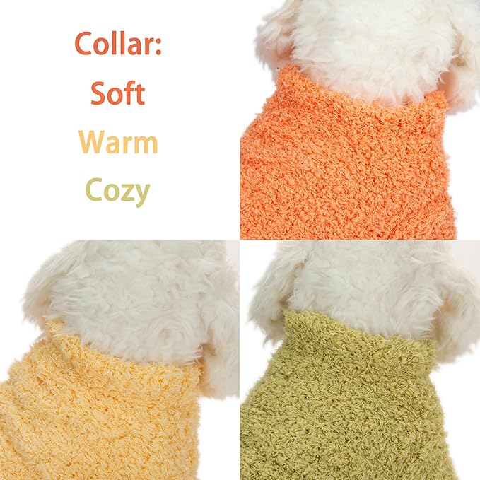 Dog Sweater, 3 Pack Sweaters for Small Dogs Girl, Dog Clothes for Medium Dogs Male or Boy, Ultra Soft and Warm Puppy Coat for Winter Christmas (Medium, Orange+Yellow+Green)