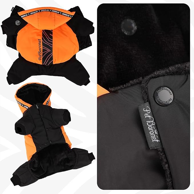 Waterproof Full Body Winter Jacket for Dogs, Dogs Snowsuit, Perfect for Cold Weather, Ideal for Small and Medium Breeds (Orange, XL:Chest 18.9'', Length: 14.2'')