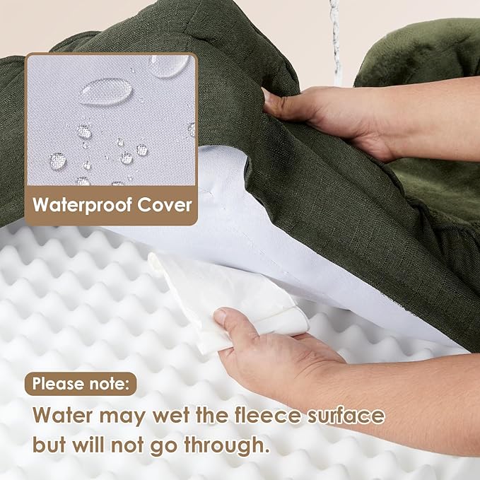 EHEYCIGA Orthopedic XL Dog Beds, Waterproof Memory Foam Dog Bed for Extra Large Dogs, Non-Slip Bottom and Egg-Crate Foam Big Pet Couch Bed with Washable Removable Cover, Dark Green