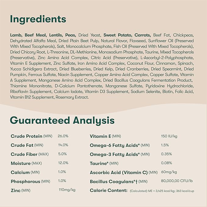 Jinx Premium Grain-Free Dry Dog Food, for All Lifestages - Grass-Fed Lamb, Sweet Potato & Carrot Dog Food with Superfoods for Immune Support & Probiotics for Digestive Support - No Fillers - 4lb