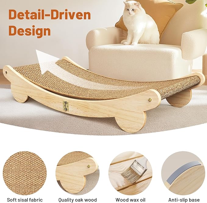 Ordora Extra Large Cat Scratcher: 31.5 inch Cat Scratch Pad&Bed Lounge for Indoor Cats - Modern Cats Furniture for Scratching and Resting