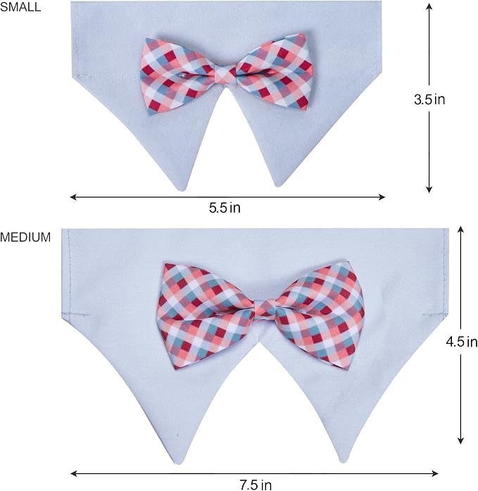 Blueberry Pet Timeless Multicolor Scottish Tartan Adjustable Dog Bandana Collar with Bow Tie, Small, Neck 12"-16"