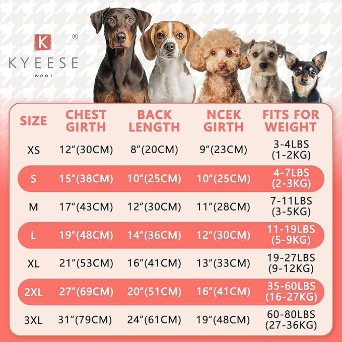 KYEESE Valentines Dog Sweater, Comfy Dogs Coat with Leash Hole, Turtleneck Small Dog Sweater, Stretchy Pullover Pet Sweaters for Small Dogs, Warm Pet Clothes with Heart Print, M