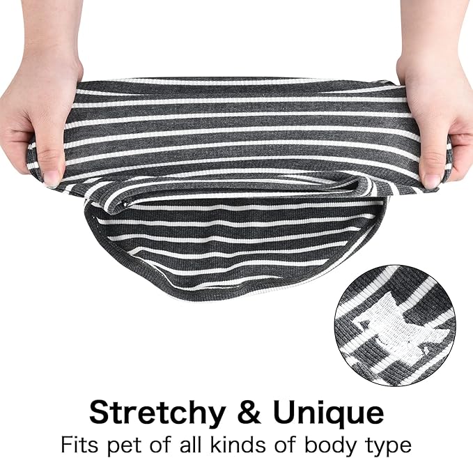 Koneseve Dog Shirt Vest Lightweight Stretchy Dog T-Shirt Soft Cool Shirts Sleeveless Stripe Vests Breathable Clothes for Puppy Kitty Cats Small Medium Large Dogs 2 Pack Black + Grey [XL/Extra Large]