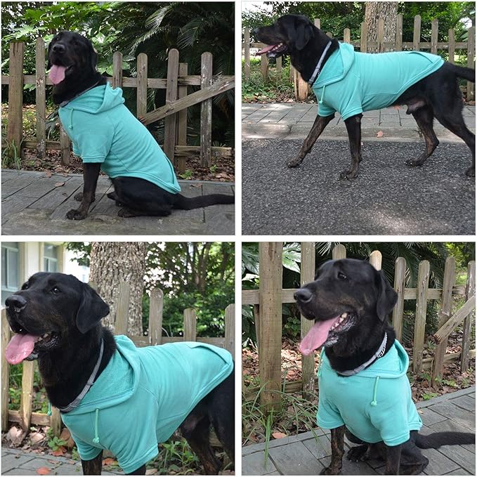 Lovelonglong Blank Basic Hoodie Sweatshirt for Dogs 100% Cotton Fits Small Medium Dachshund Large Dog Turquoise S