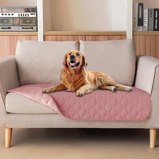 gogobunny 3X Stronger Waterproof Pet Blanket, Scratch Proof Furniture Protector for Dogs Cats, Reversible Cover 32x53 Inch, Dark Pink/Light Pink