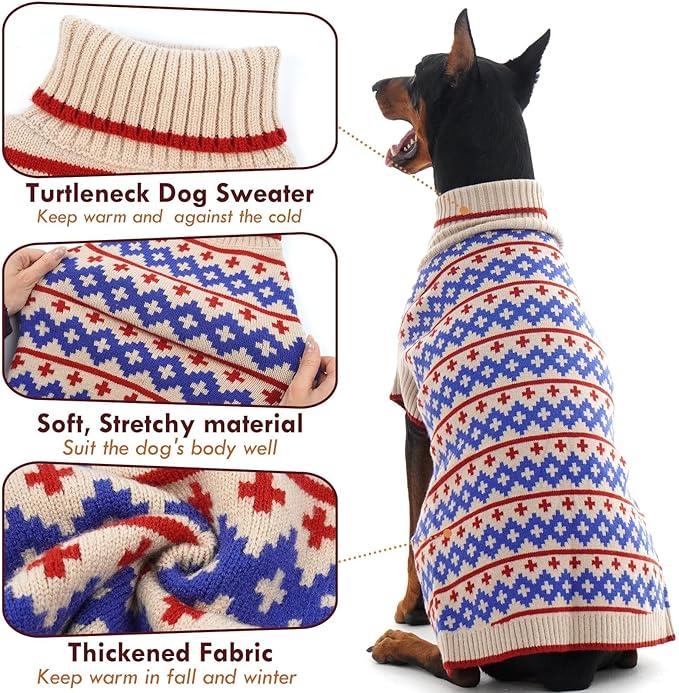 Dog Sweater for Large Dogs, Soft Stretchy Turtleneck Great Dane Sweaters, Dog Christmas Sweater for Better Sleep & Warm Walking on Cold Days, 4XL Dogs Clothes for Fall Winter, Apricot XXXXL