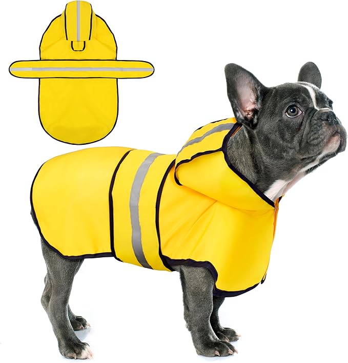 Paiaite Dog Raincoat: Hooded Slicker Poncho, Durable Waterproof Jacket with Reflective Stripes, Convenient Leash Hole, and Adjustable Fit, Perfect for Small, Medium, and Large Dogs Yellow XL