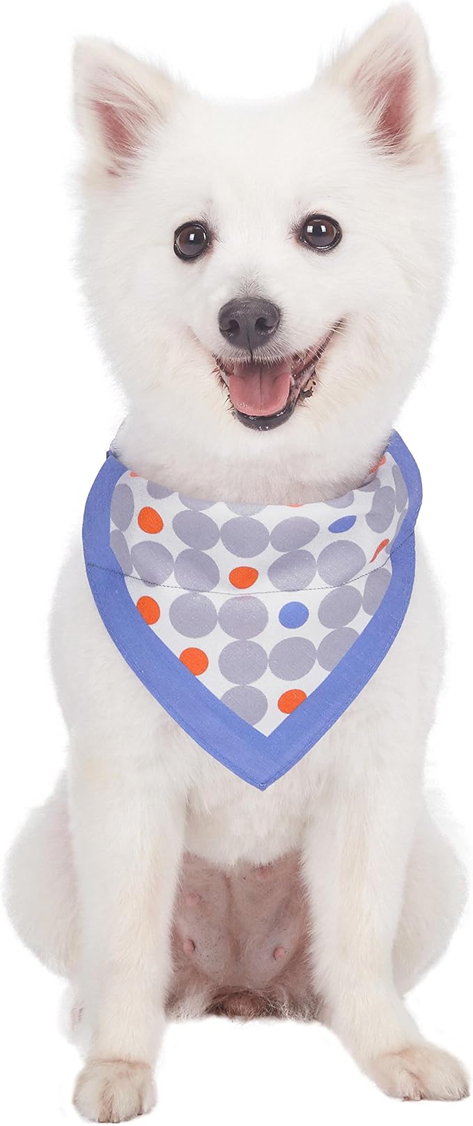 Blueberry Pet Unisex Polka Dots Chilling Summer Blue Cotton Blend Neckerchief Scarf Bandana Adjustable Dog Collar, Medium, Neck 14.5"-20"
