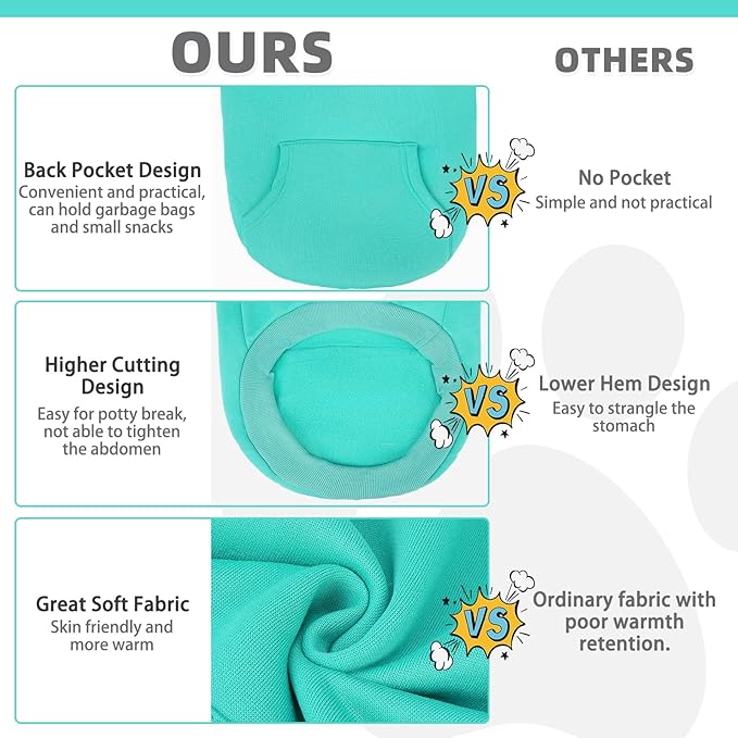 KOOLTAIL Basic Dog Hoodie - Soft and Warm Dog Hoodie Sweater with Leash Hole and Pocket, Pet Winter Coat, Cold Weather Clothes Sweatshirt for Small Medium Large Dogs Puppy Cat Boys Girls Lake Blue XL