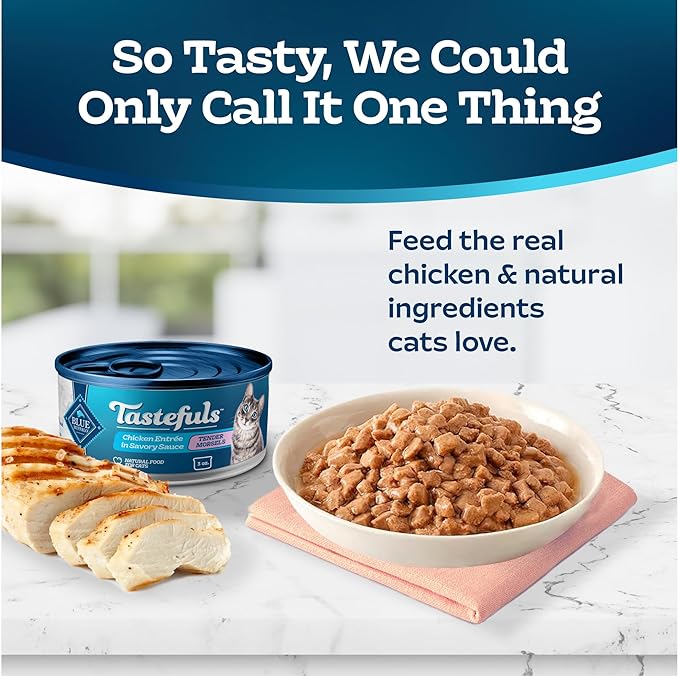 Blue Buffalo Tastefuls Natural Tender Morsels Wet Cat Food, Chicken Entrée 3-oz cans (Pack of 24)