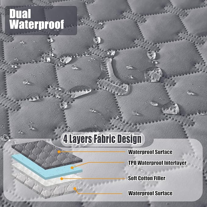Smiry Waterproof Dog Bed Cover Blanket, Soft Reversible Pet Blanket, Washable Leakproof Cats Dogs Couch Cover for Sofa, Couch, Furniture, Plaid (40x50 Inch, Grey/Light Grey)
