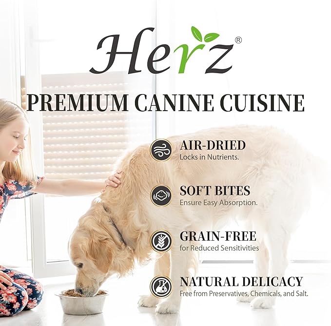 Herz Air-Dried Dog Food Venison & Duck Liver Recipe 2.2 lb, All-Natural, High-Protein, Grain-Free, Limited Ingredients, Complete & Balanced, Premium Canine Cuisine