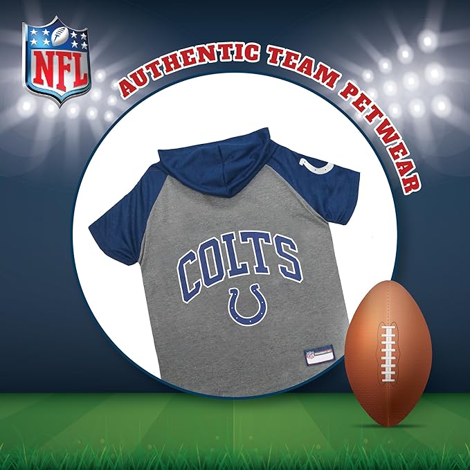 Pets First NFL Indianapolis Colts Hoodie for Dogs & Cats. | NFL Football Licensed Dog Hoody Tee Shirt, Medium| Sports Hoody T-Shirt for Pets | Licensed Sporty Dog Shirt