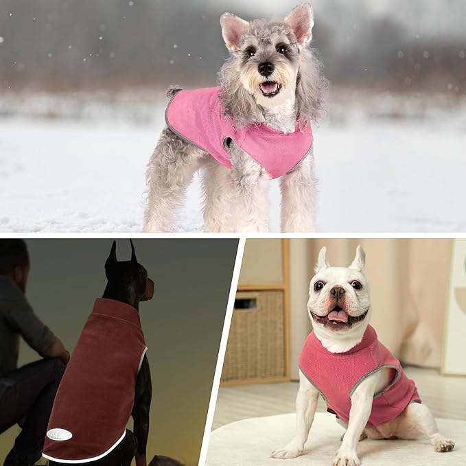 cyeollo 2 Pack Fleece Dog Sweater Vest Dog Sweatshirt Reflective Lightweight Pet Clothes for Large Dogs Girl Pet Apparel Pink, Fuschia, XXXL