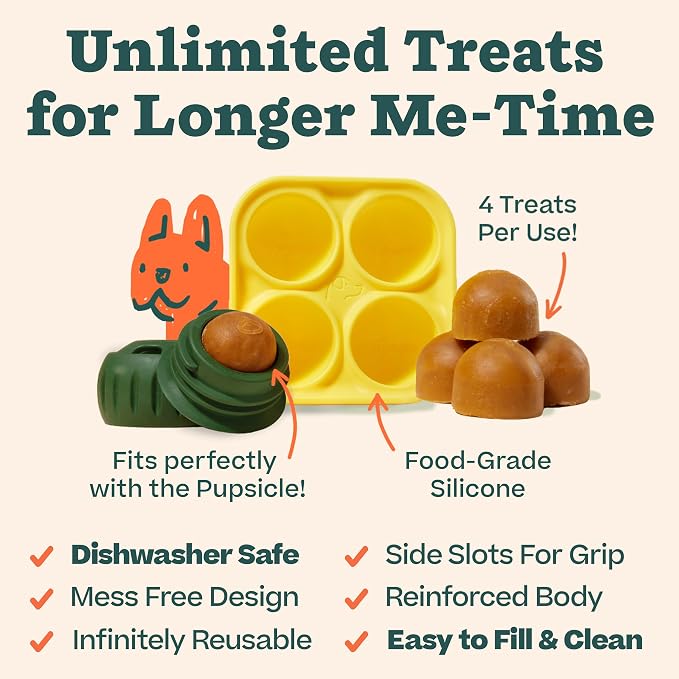 WOOF Pupsicle Dog Treat Toy with Silicone Treat Tray for Dogs 10-25 lbs