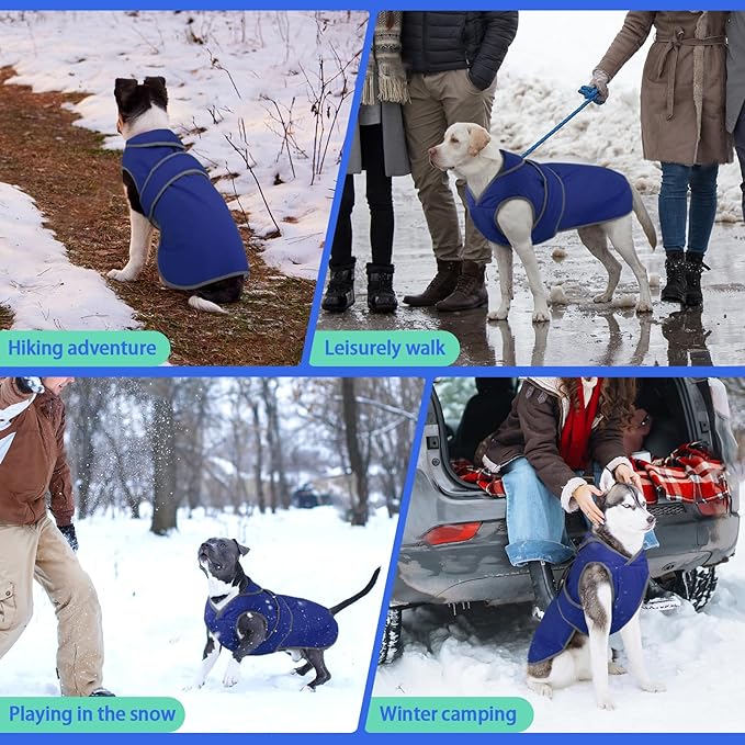 MIGOHI Warm Dog Coat Winter Dog Jacket,Waterproof Cold Weather Coats for Dogs,Fleece Jacket for Small Medium Large Dogs,Reflective Thick Fleece Vest with Leash Hole