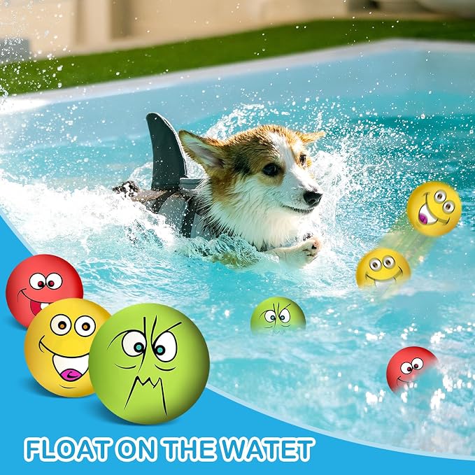 3.14" Squeaky Dog Toys Funny Smile Face Chewing Latex Rubber Soft Fetch Play Interactive Squeaky Dog Balls for Puppy Small Medium Pet Dog (3PCS)