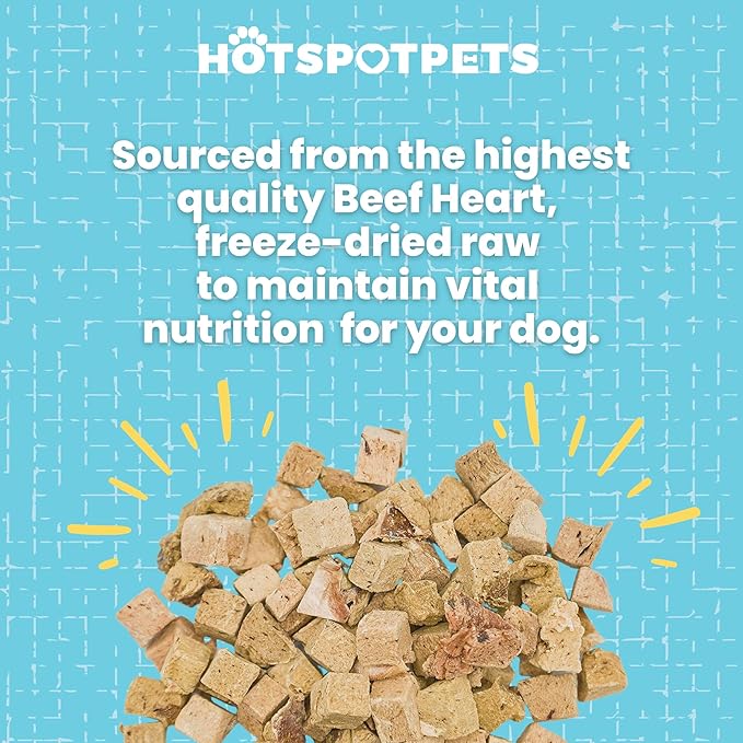 hotspot pets Freeze Dried Beef Heart Treats for Cats & Dogs - 1LB Resealable Big Bag, Made in USA, Single Ingredient All Natural Grain-Free Immune support Treats -Perfect for Training, Topper or Snack