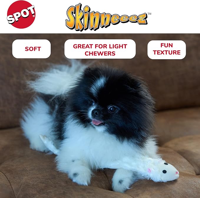 SPOT Skinneeez Crinklers Lamb - Stuffing-Free Dog Toy with Crinkle & Squeaker Sounds, Durable for Moderate Chewers, Tug Toy for Small Dogs & Puppies, 14in