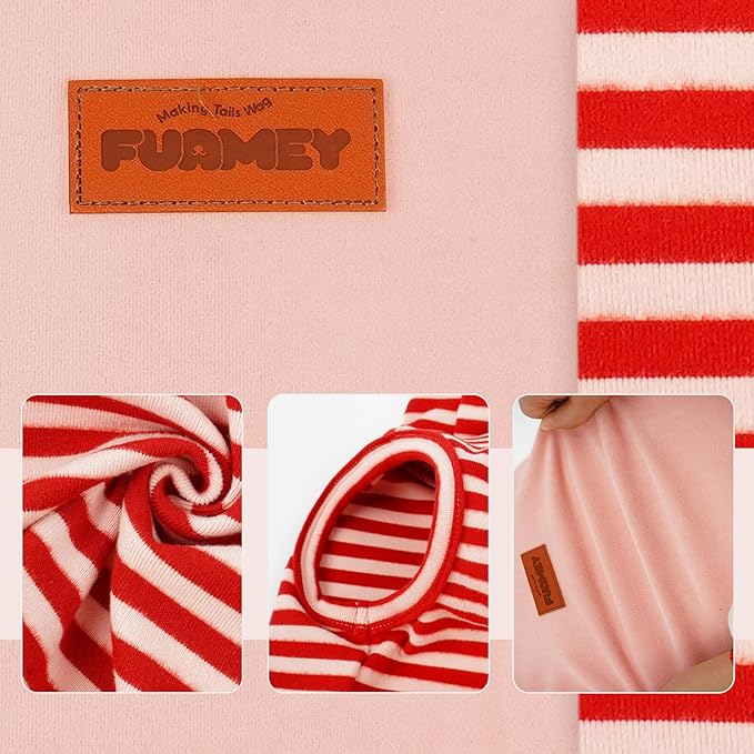 FUAMEY 2 Pack Dog Fleece Vest for Extra Small Dogs,Puppy Stretchy Dog Sweatshirts Warm Dogs Pullover Winter Pet Sweaters with Leash Hole Puppy Turtleneck Sleeveless Pink Stripes XXS