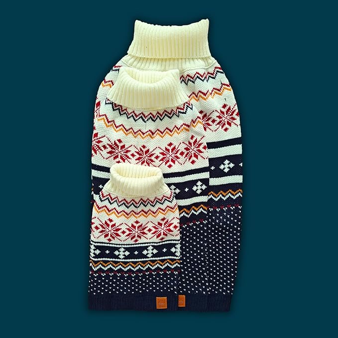 Cozy Dog Sweater for Outdoor Adventures—Breathable & Insulating Knit—Classic Fit—Backpacking Gear for Dogs—Dog Hiking Gear—Dog Camping Gear (Small, Nordic)